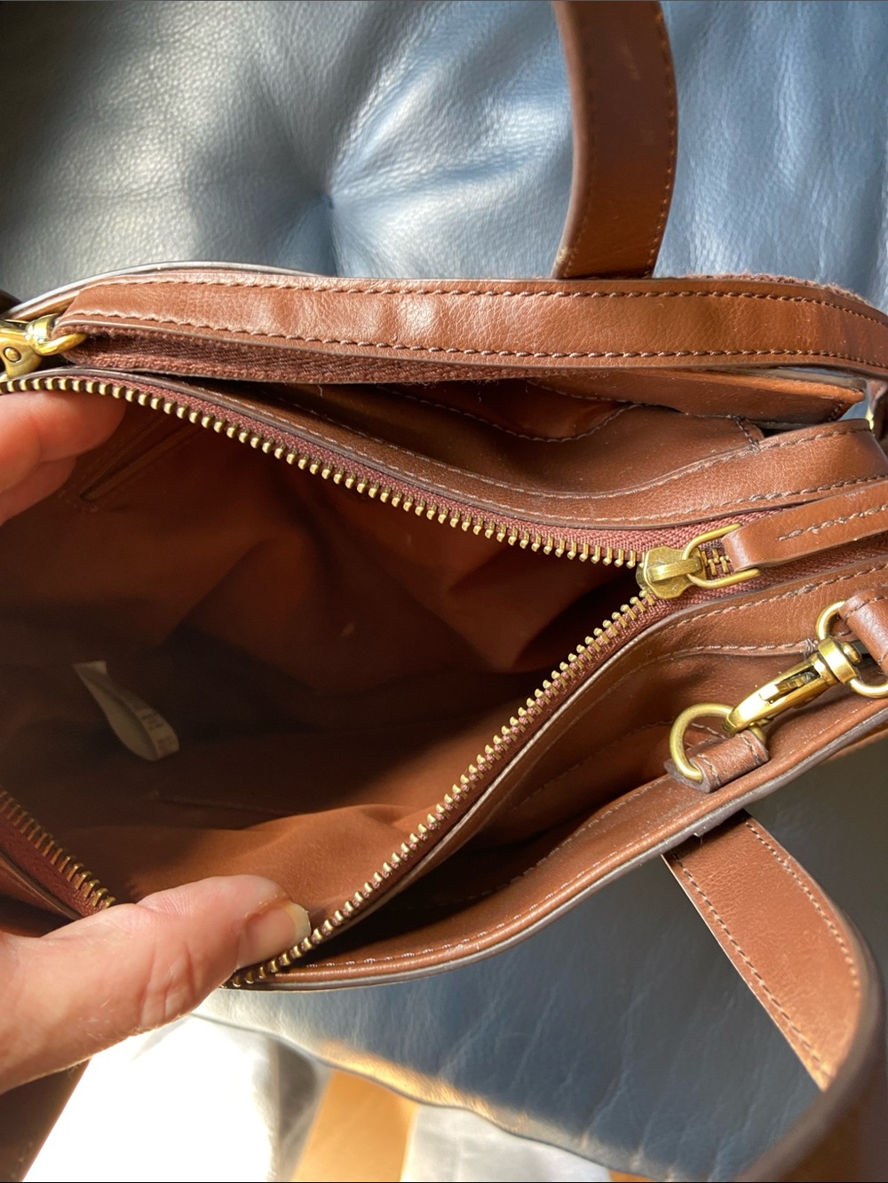 Fossil Black Leather Sara Satchel with Brown Handles - Picture 6 of 9